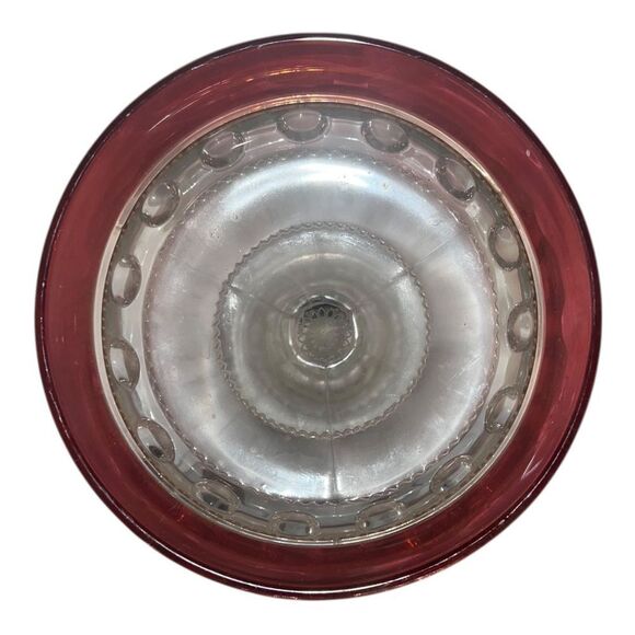 King's Crown Ruby Red Glass Thumbprint Footed Bowl Candy Dish Vintage - Picture 4 of 6